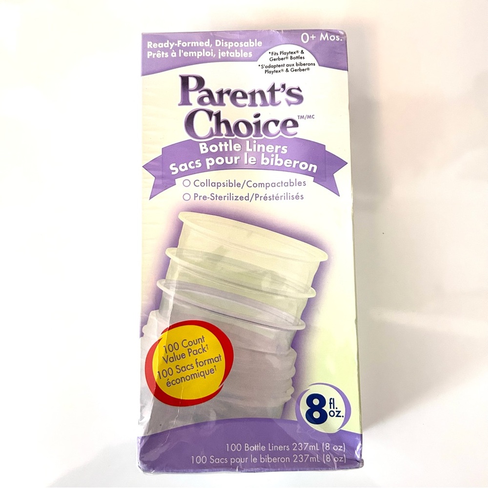 Parent's Choice Baby Bottle Liners 8 oz. 100 liners